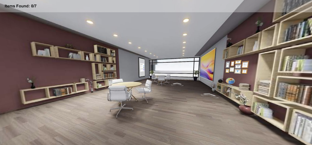 Interactive 3D Office Room for Digital Onboarding – Tryitowl 3D virtual onboarding space showcasing our digital onboarding solution for immersive employee orientation